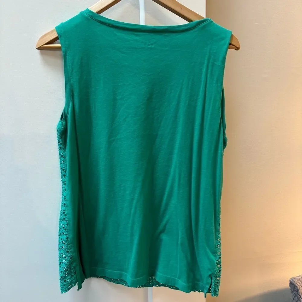 Ann Taylor LOFT Green Sleeveless Lace Tank Top – Size M
